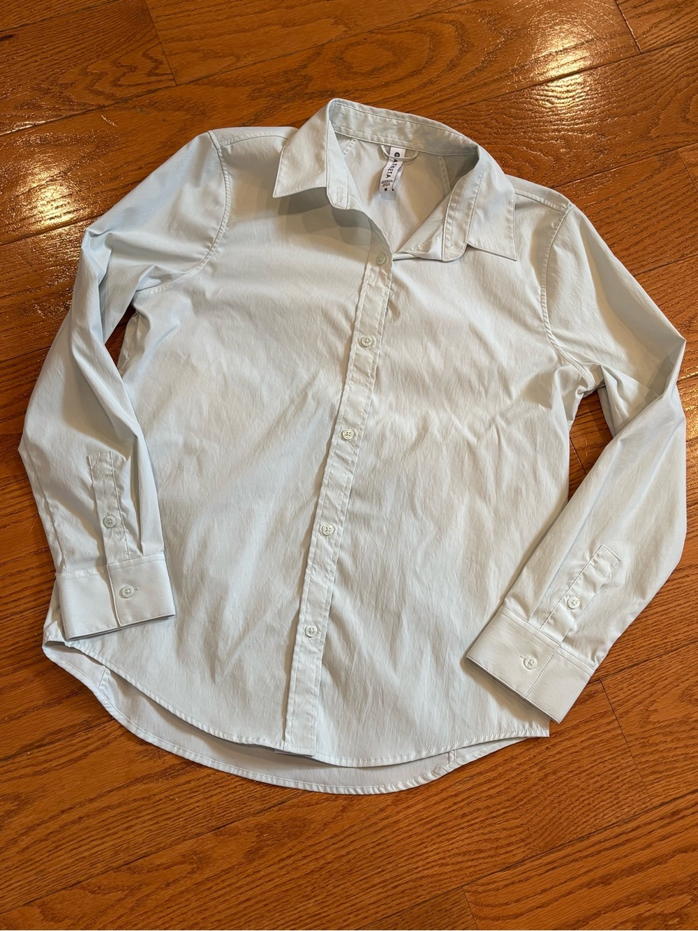 Athleta Midtown Button Up Shirt Womens Medium Light Mint Green Career Casual